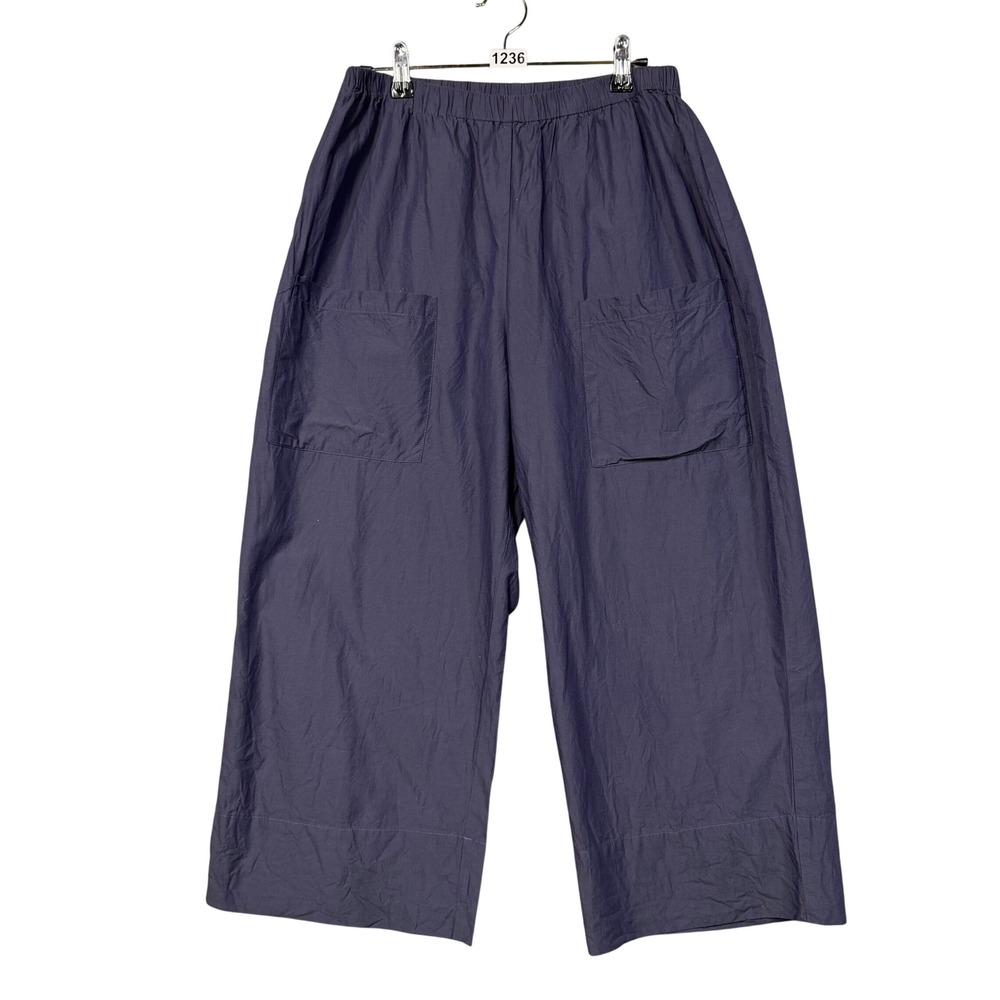 Lilith Wide Leg Pants Womens S S 38 Blue Cotton Cropped Lagenlook